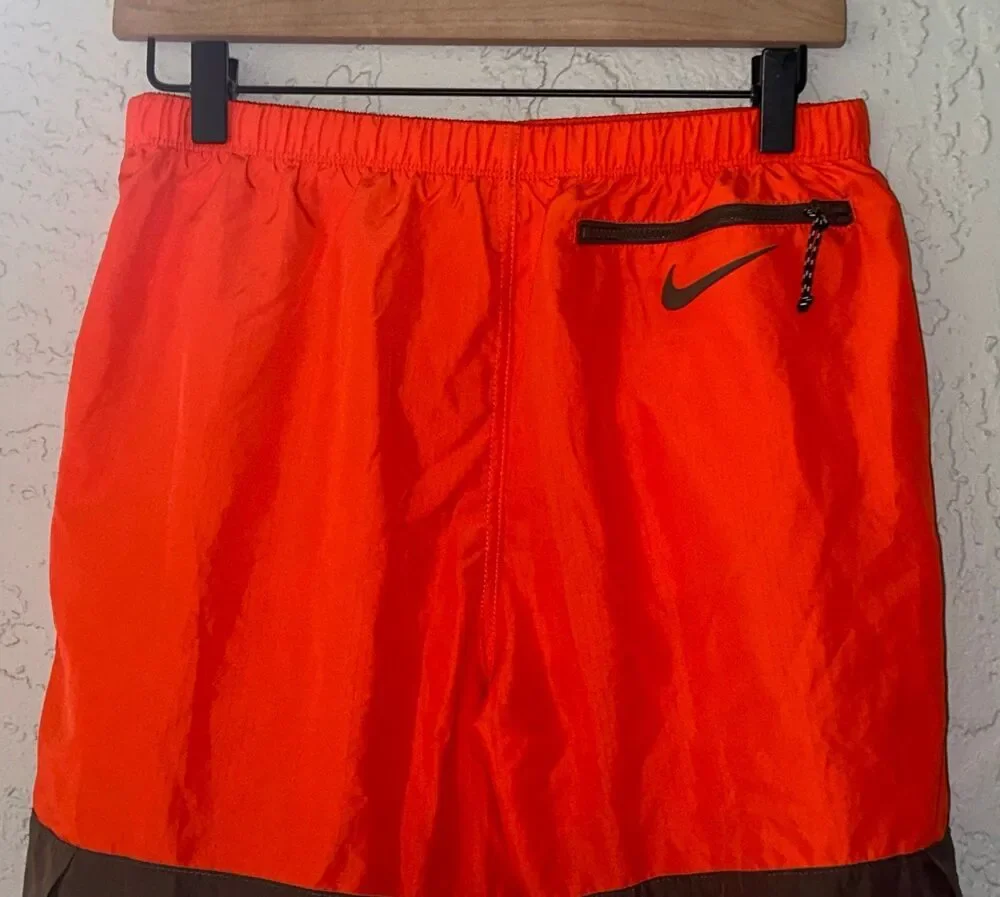 Nike Two-Tone Bright Orange and Brown Swim Trunks